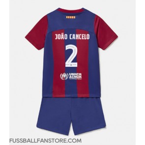 Barcelona Joao Cancelo #2 Replik Heimtrikot Kinder 2023-24 Kurzarm (+ Kurze Hosen)
